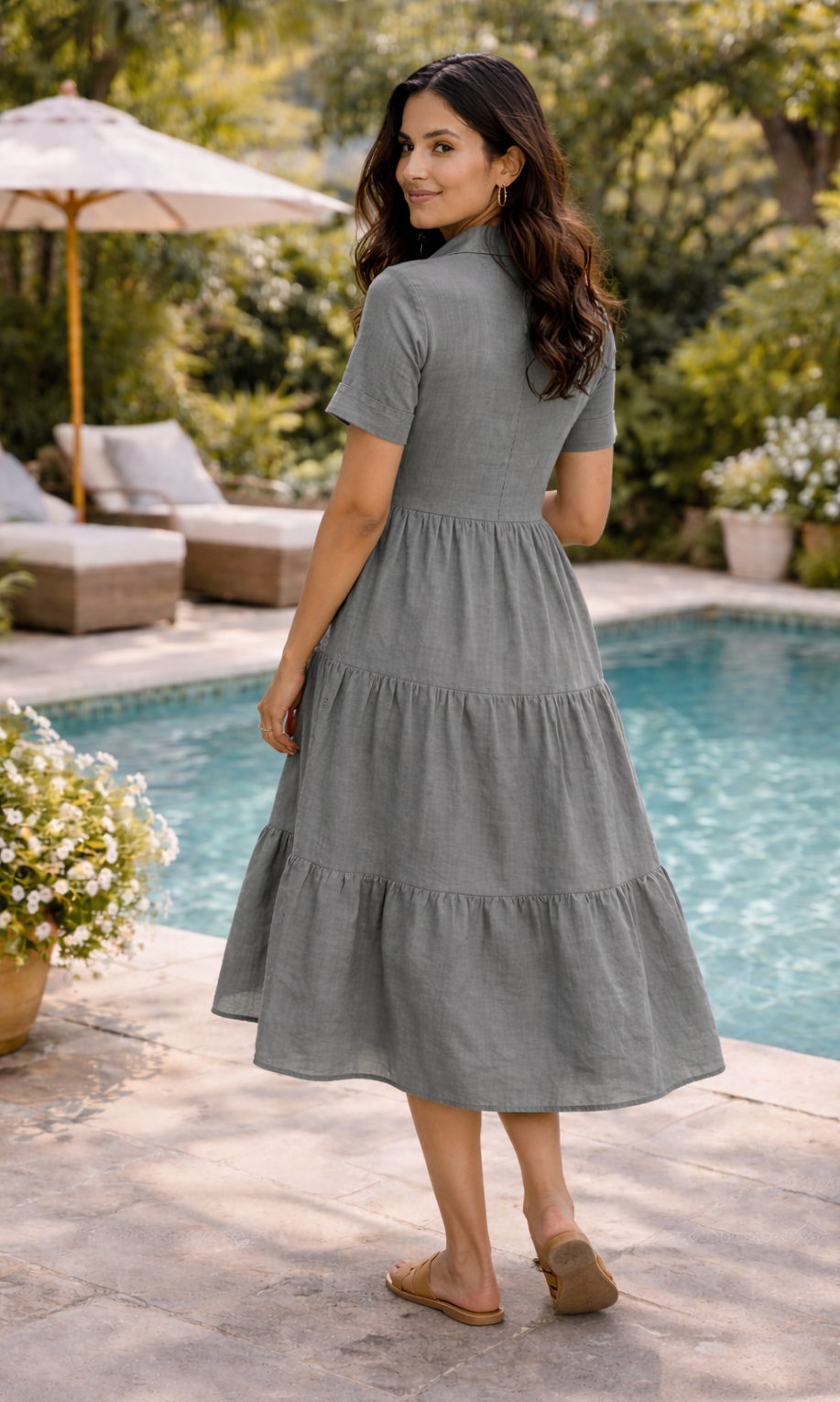 Buy Elara Tiered Midi Dress Online | Stylish Casual Dress for Women Muka Buy Elara Tiered Midi Dress Online | Stylish Casual Dress for Women Muka