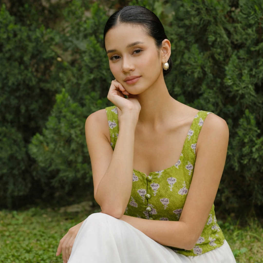 Green Bloom Babe Top