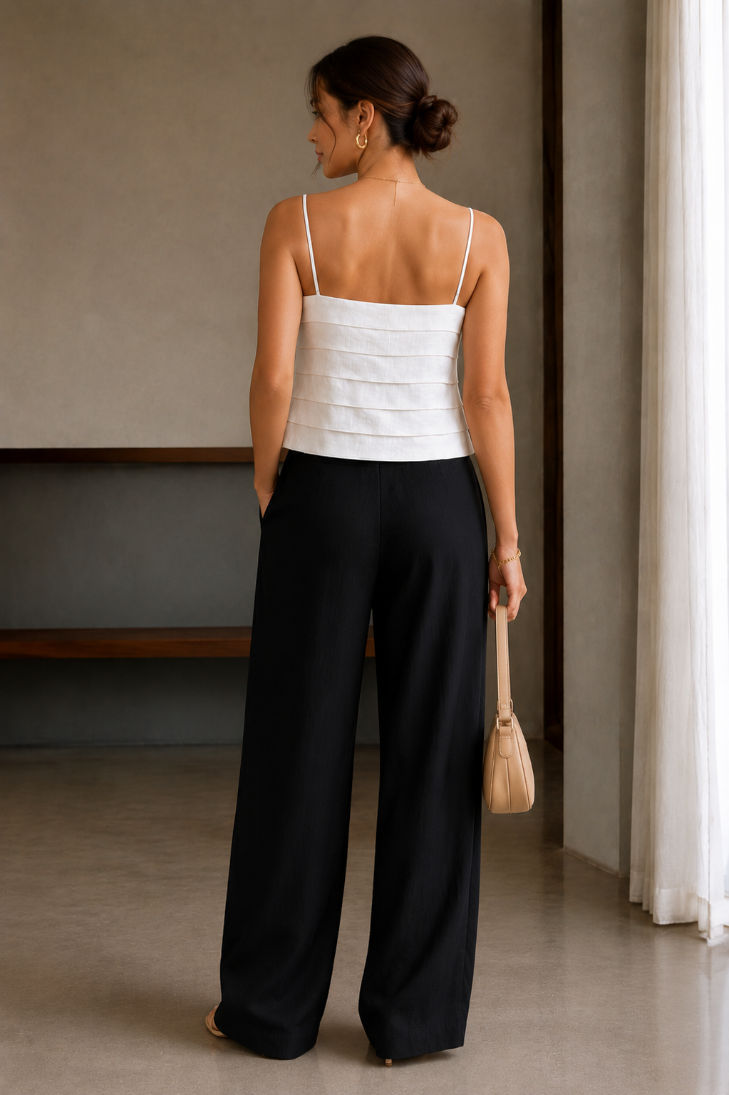 Luna Pleated Linen Top