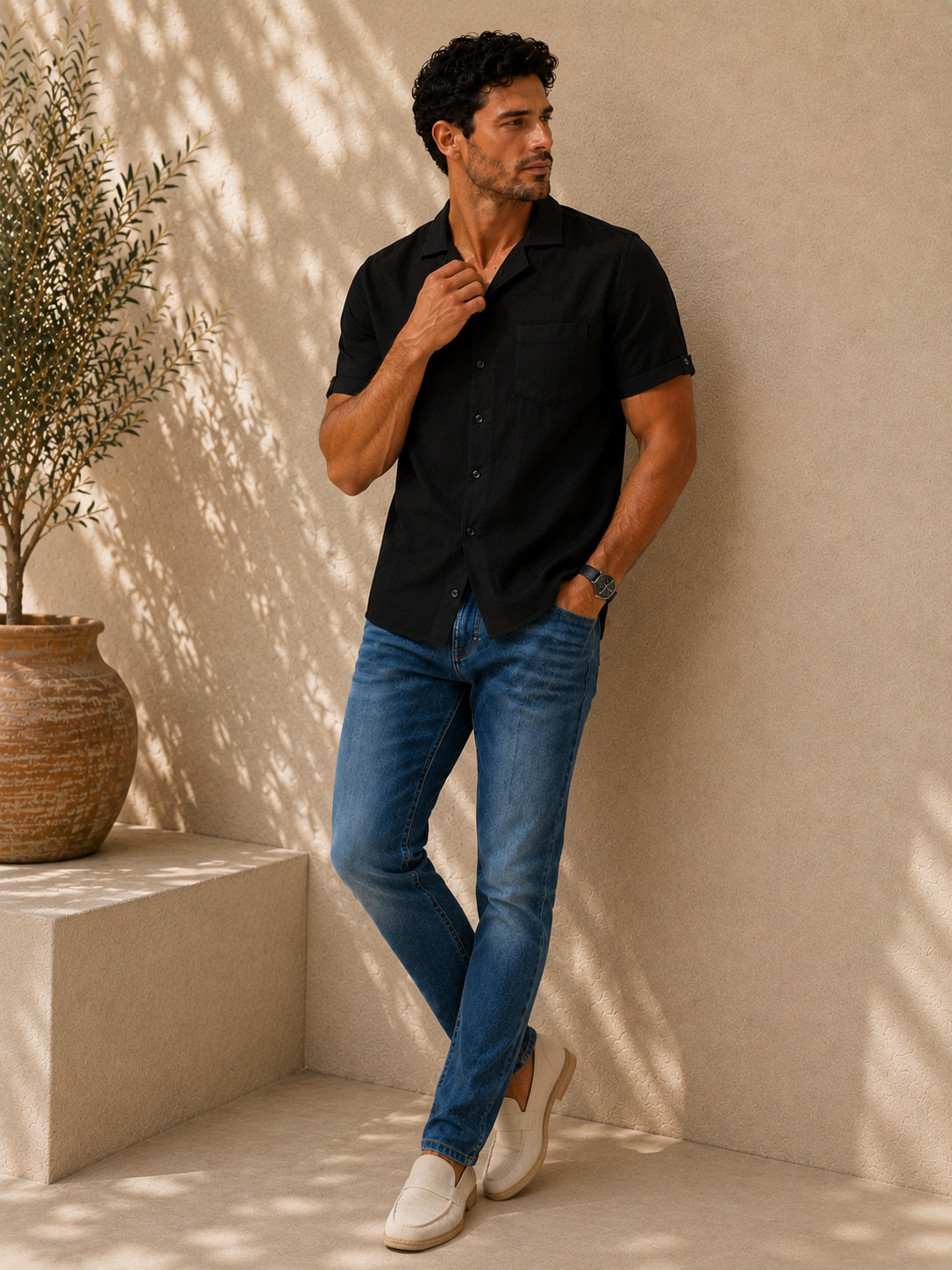 Midnight Riviera Linen Shirt