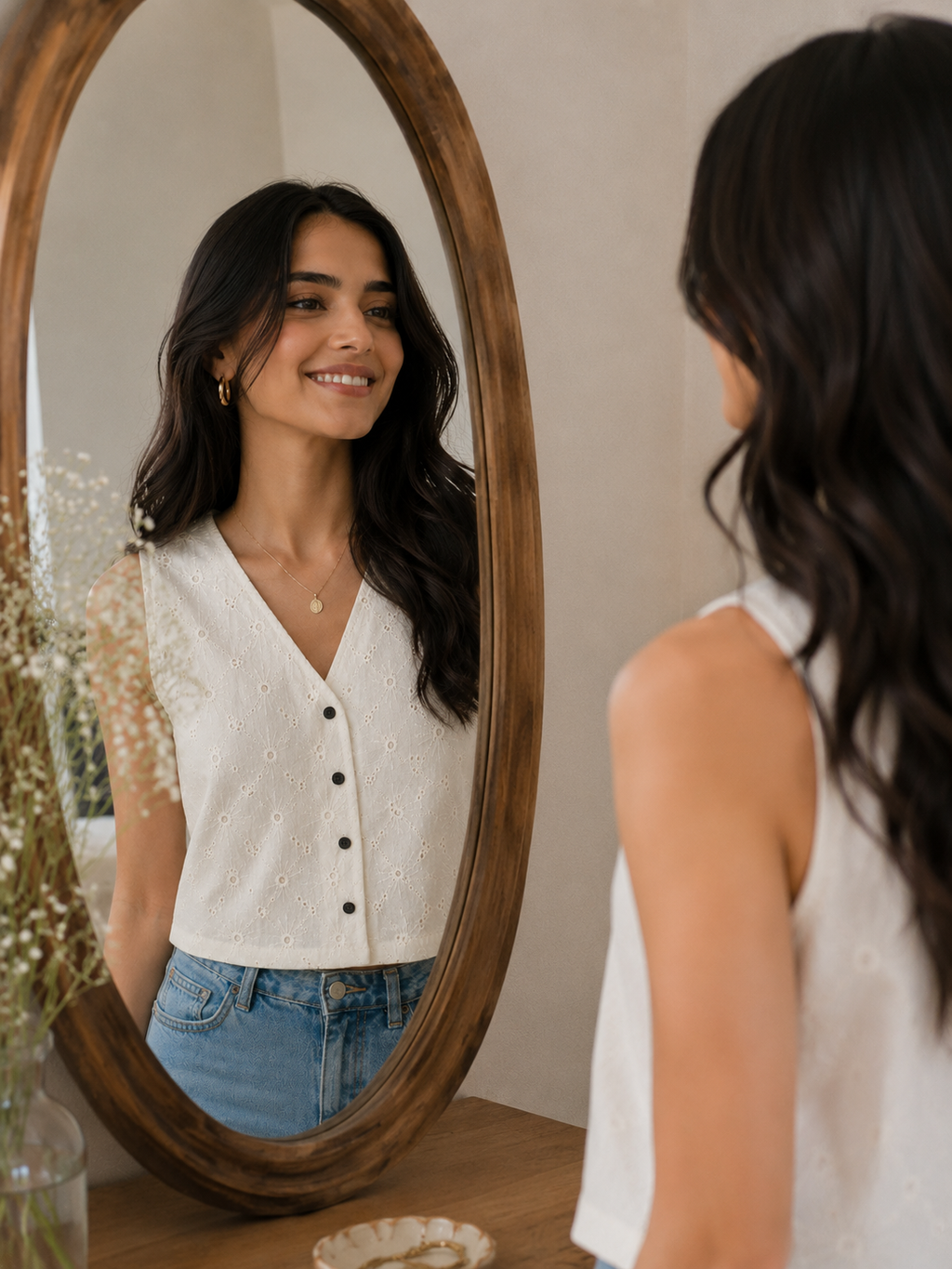 Ivory Bloom Eyelet Top