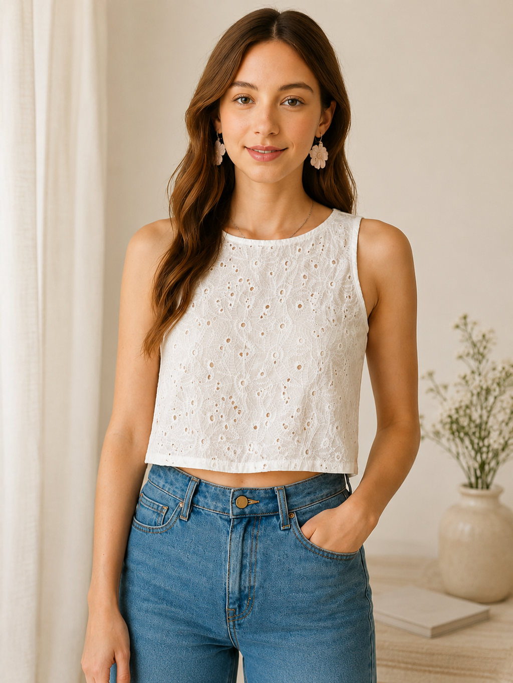 Pearl Petal Sleeveless Top