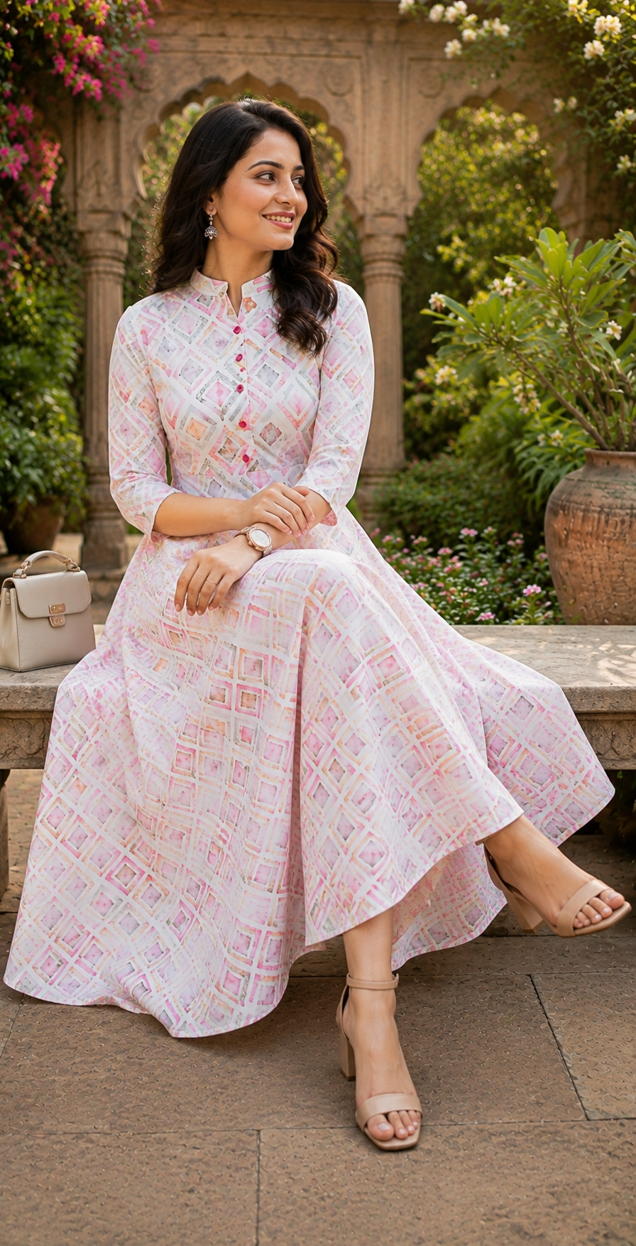 Rose Whisper Flared Dress