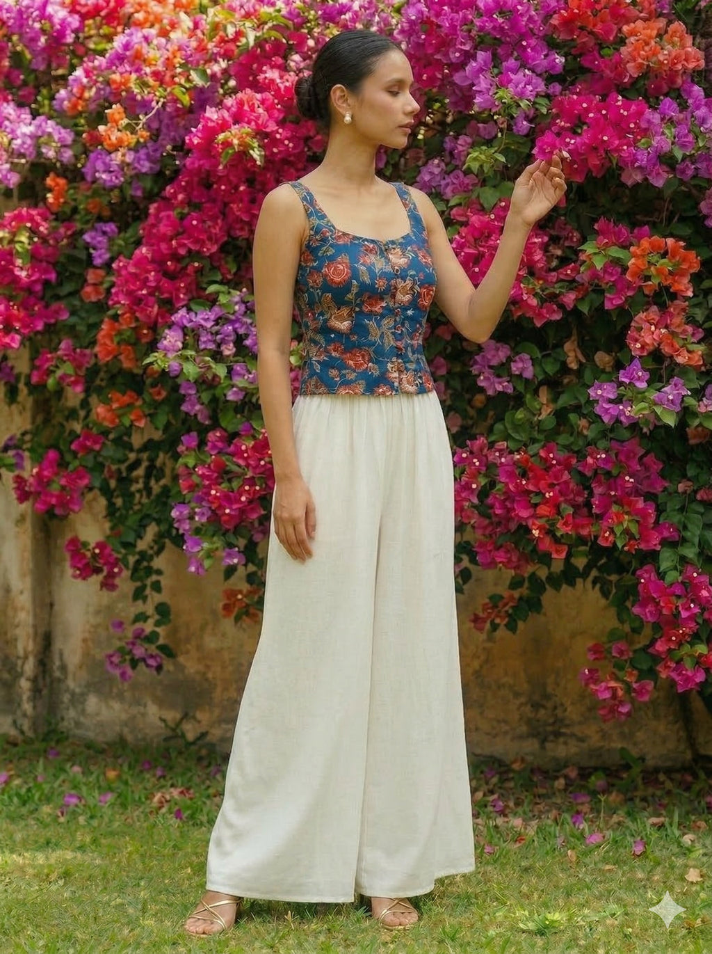 Vintage Floral Print Top – Summer Chic