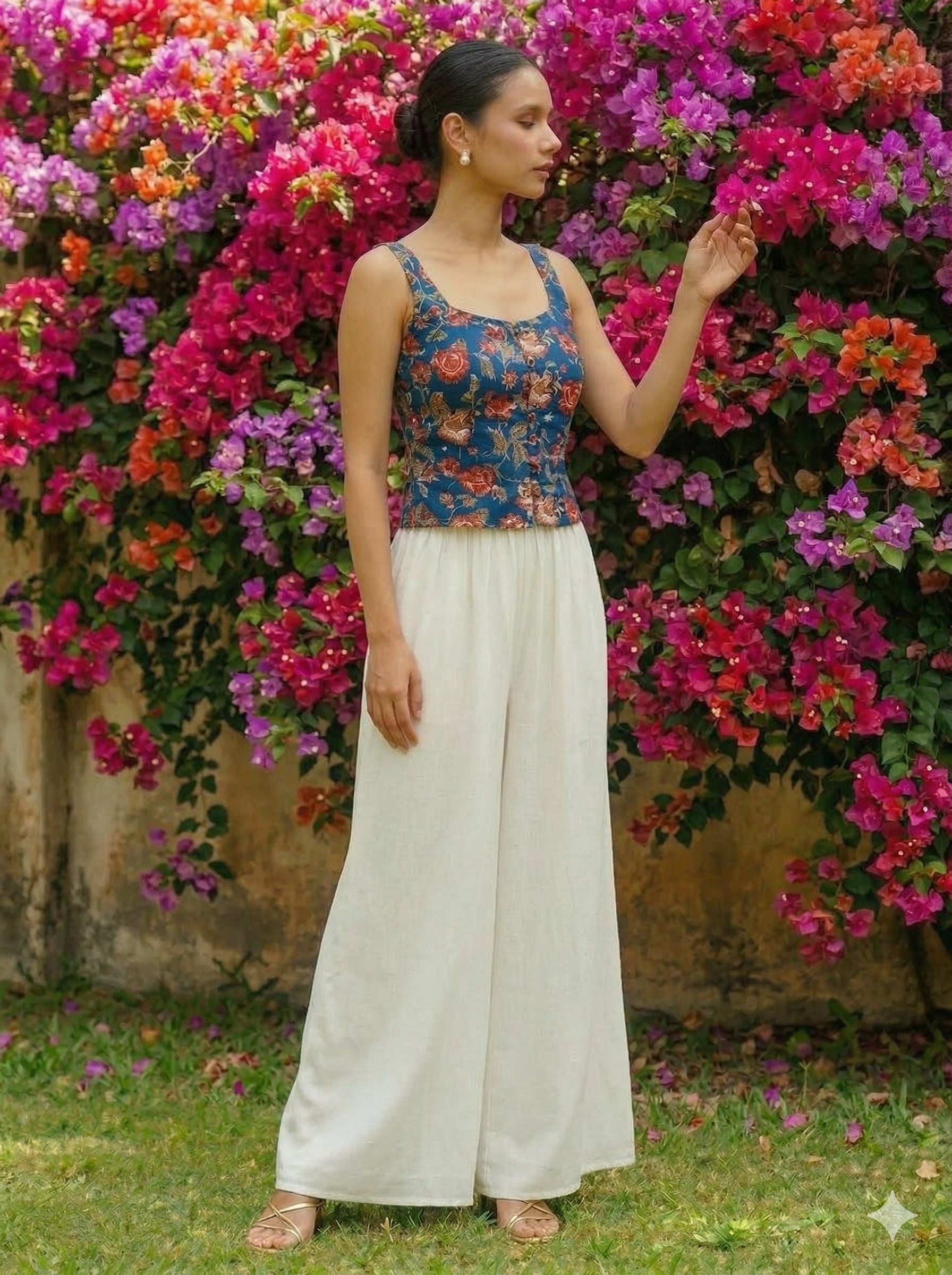 Vintage Floral Print Top – Summer Chic