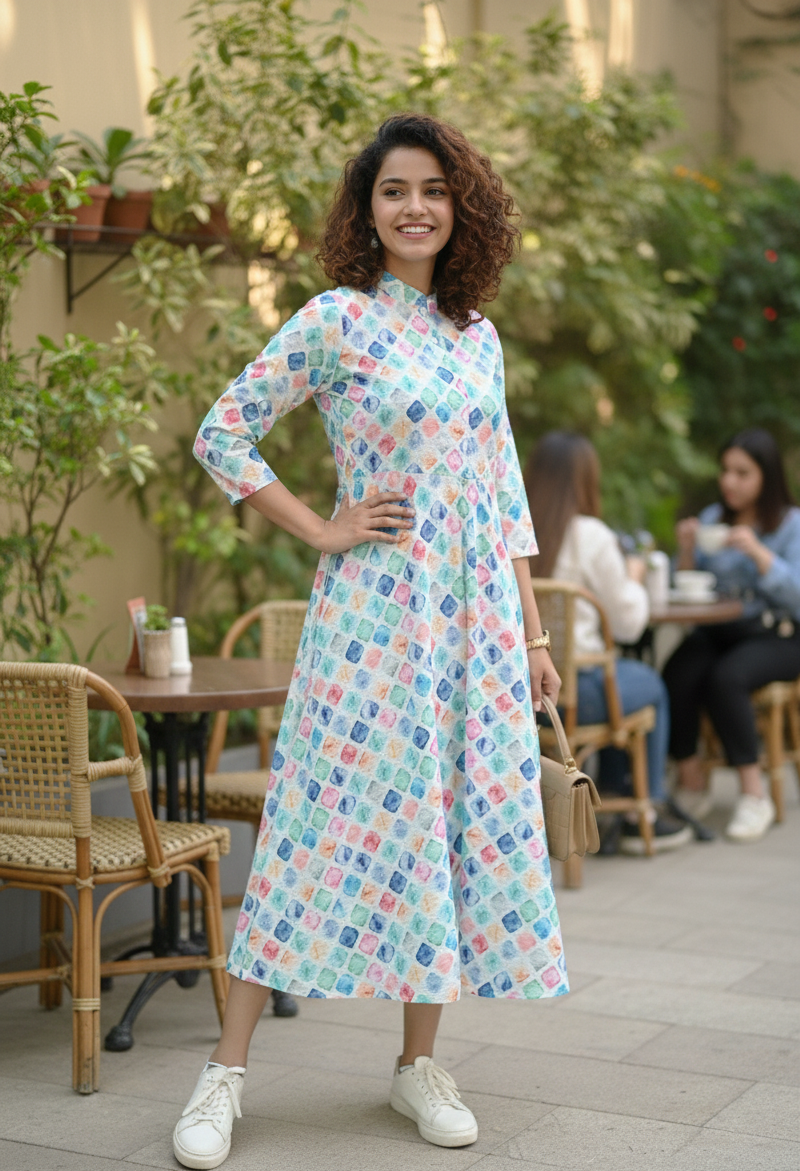 Pastel Mosaic Flair Dress