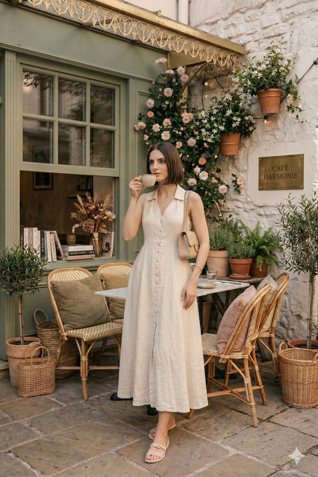 Ivory Shirt style Long Dress