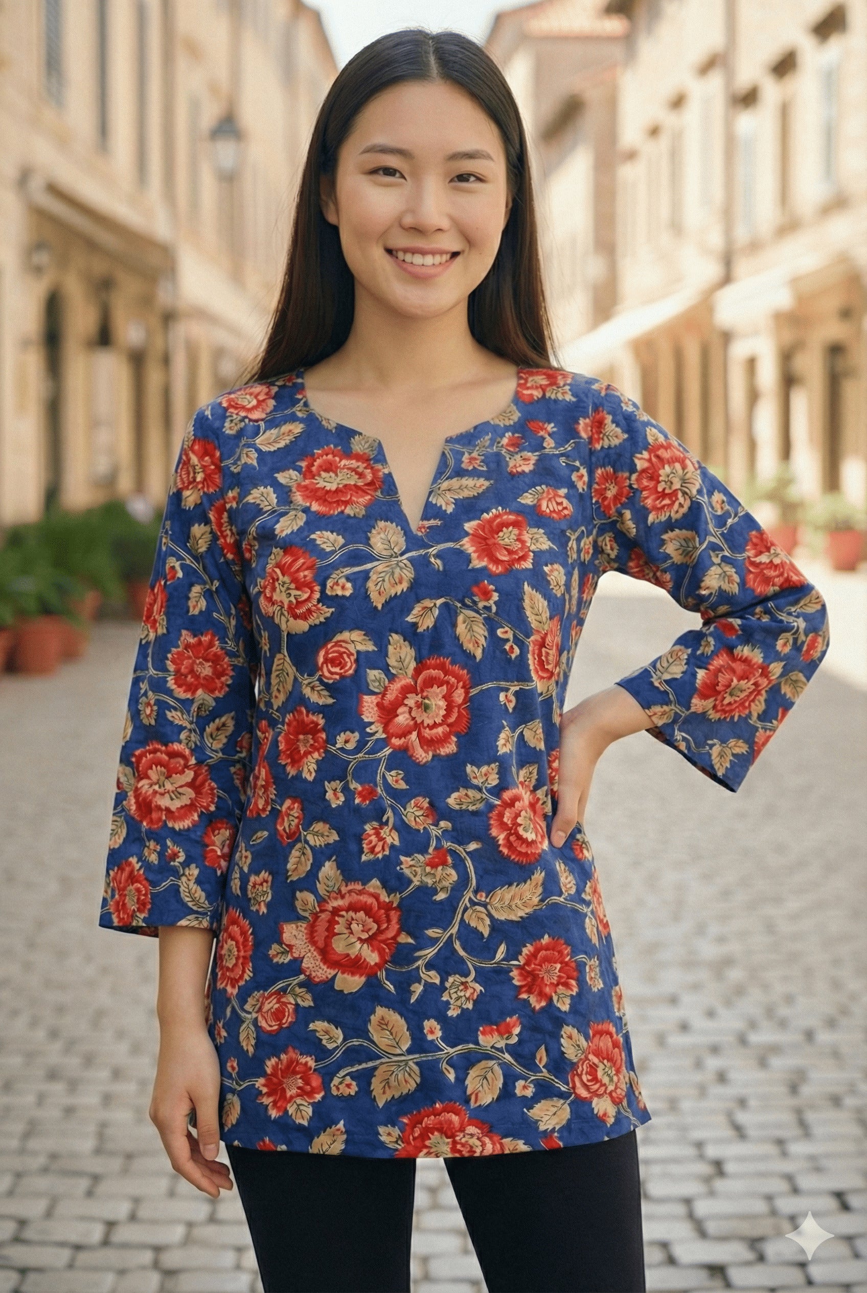 Indigo Bloom Short Kurti