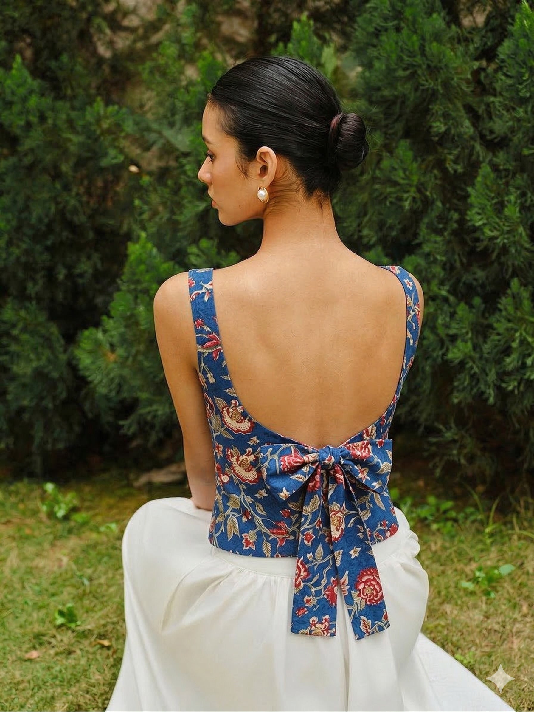 Vintage Floral Print Top – Summer Chic