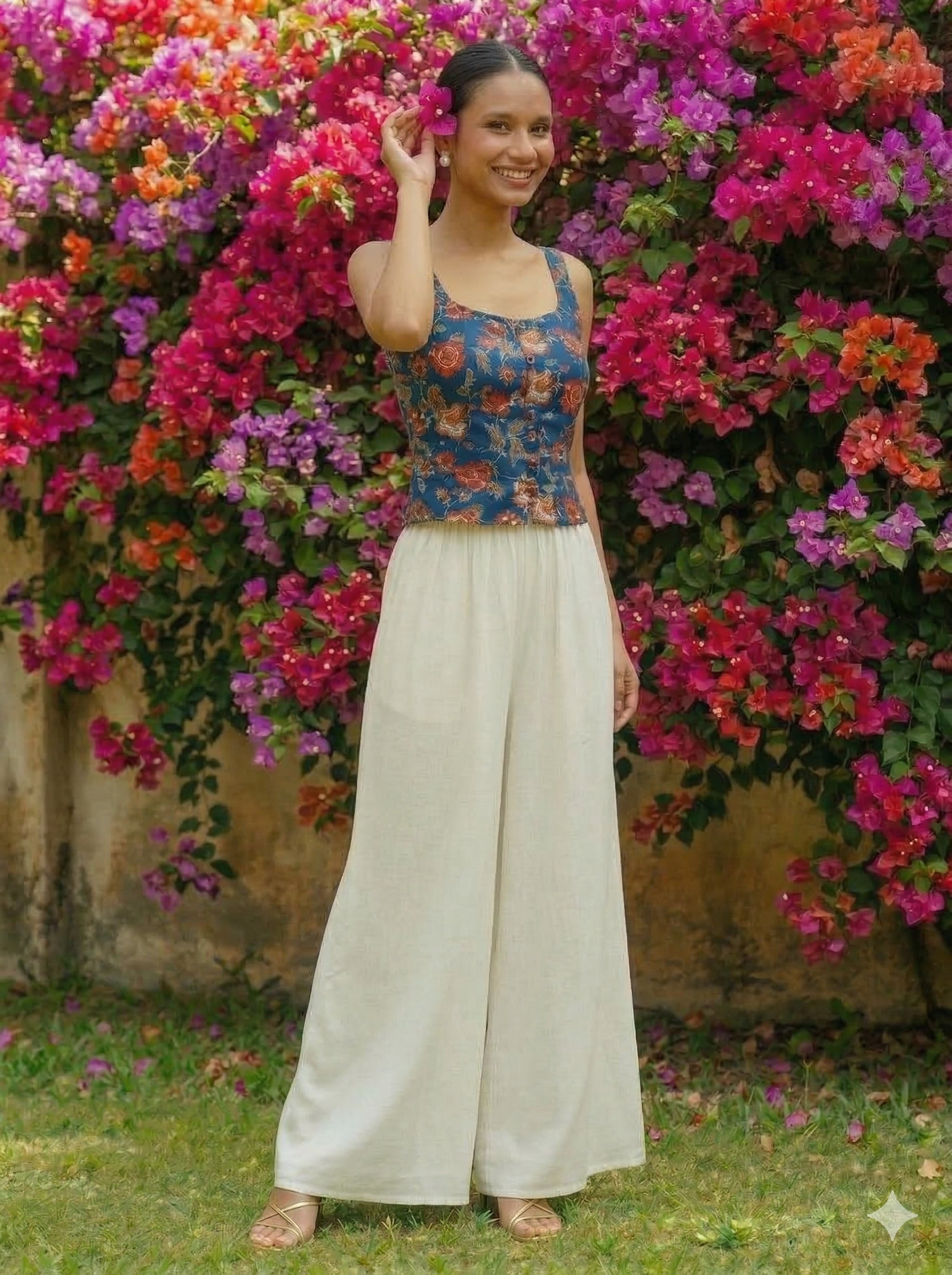 Vintage Floral Print Top – Summer Chic