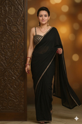 Moon Light Crepe Saree with Elegant Brocade blouse