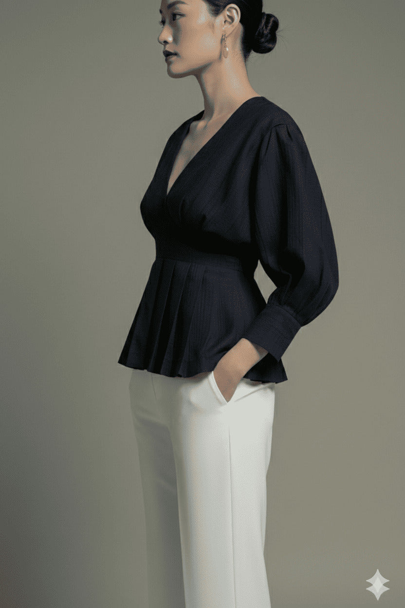 Midnight Fit & Flare Peplum Top