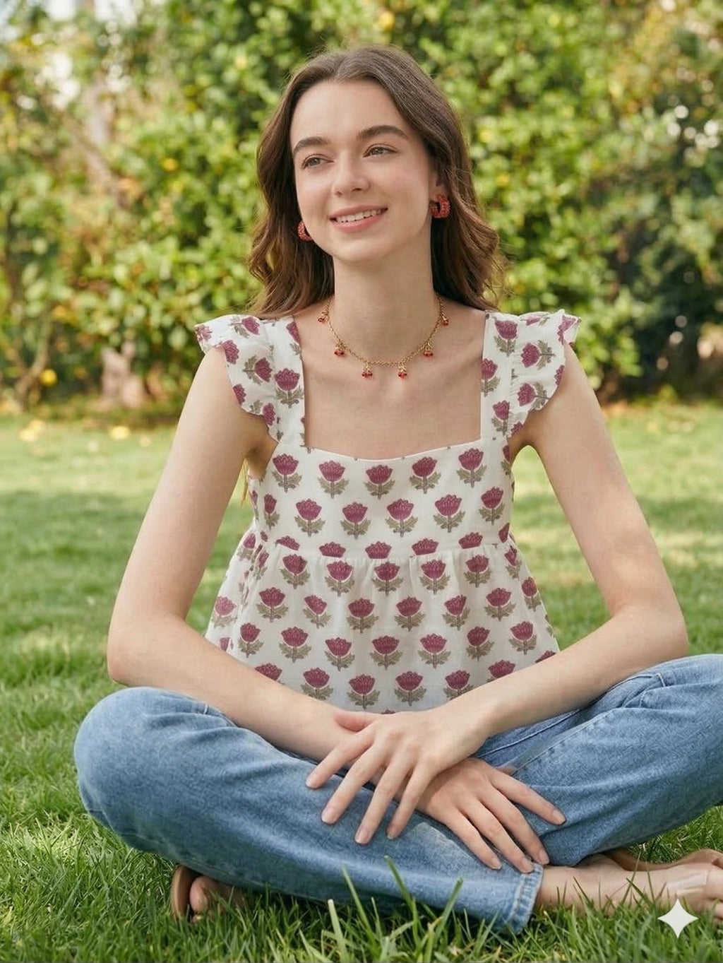 Floral Block Print Top