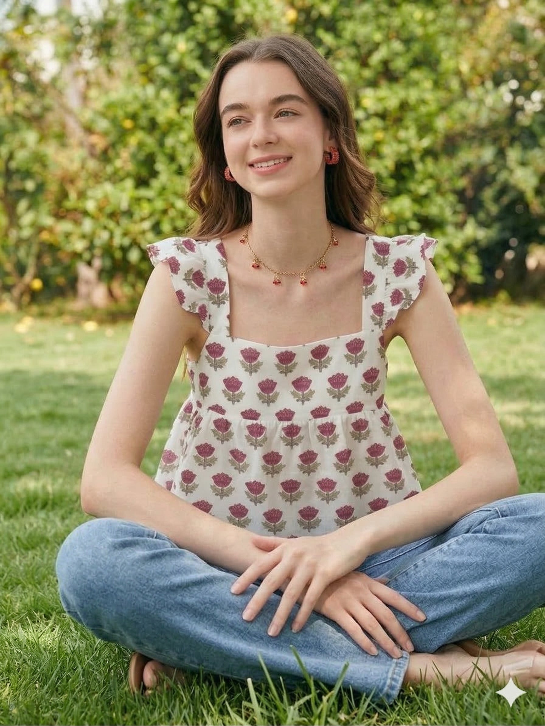 Floral Block Print Top