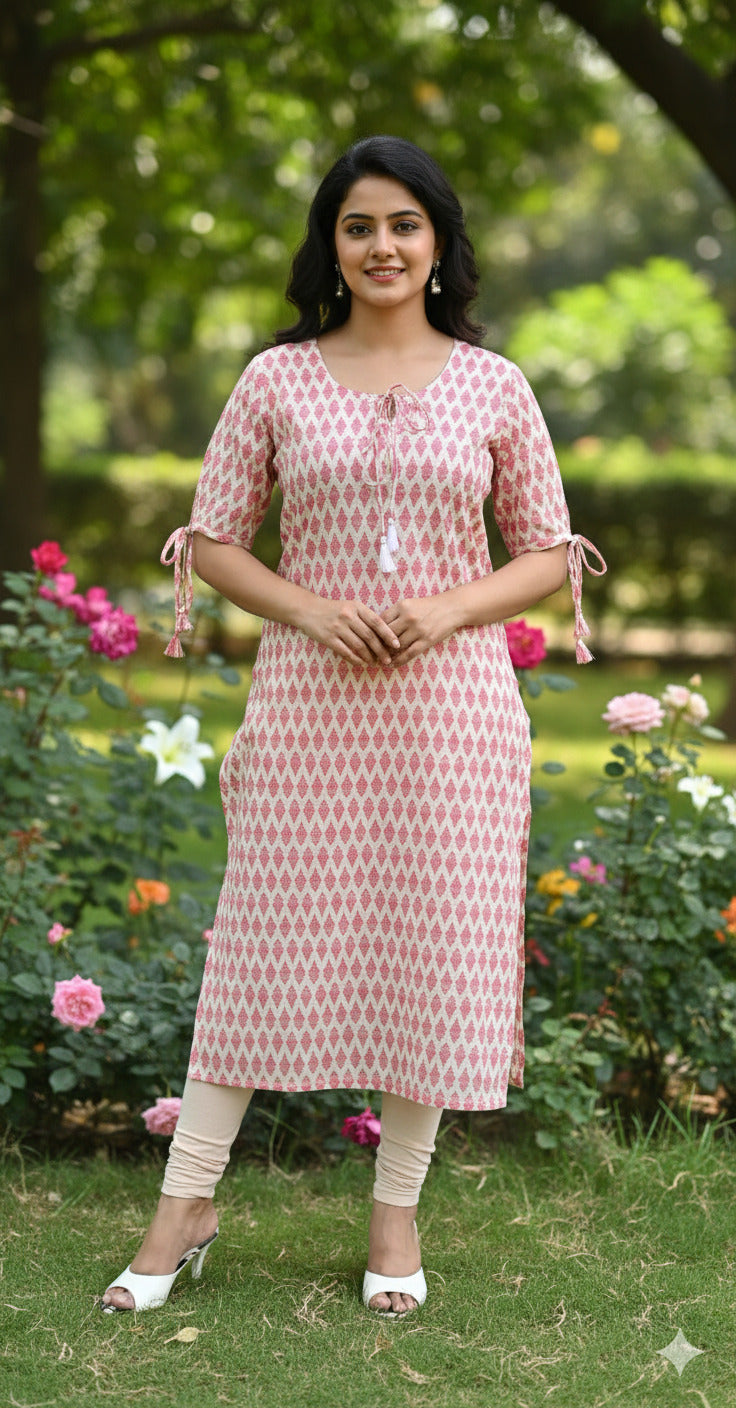 Pink Marigold Cotton Kurta