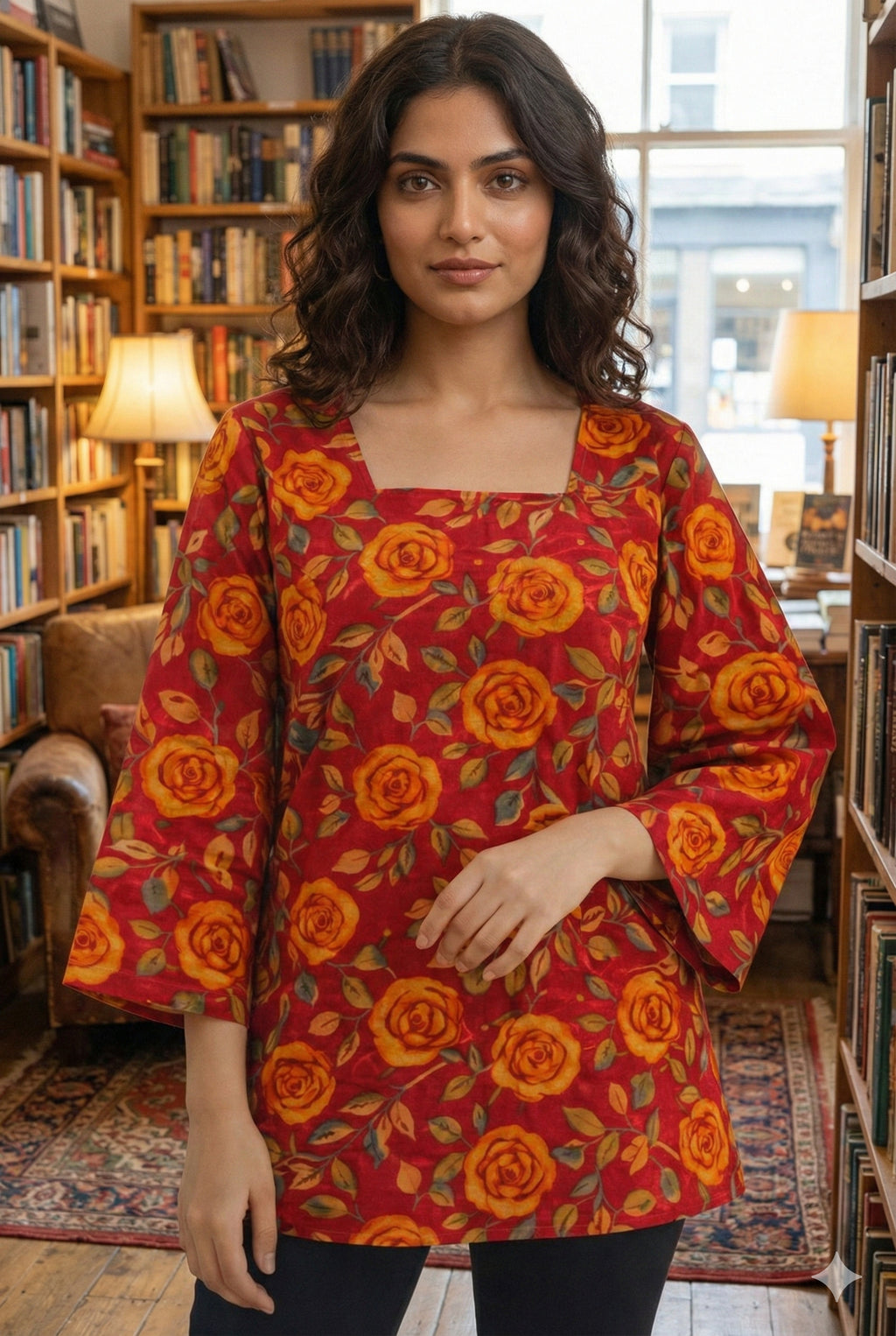 Red Bloom short Kurti