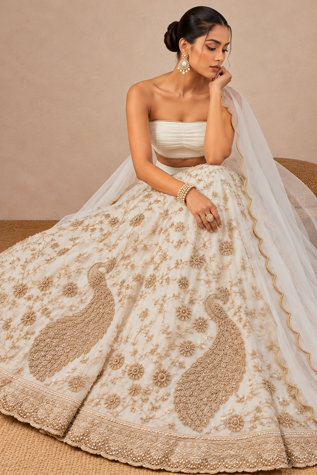 The Ivory Peacock Royal Lehenga