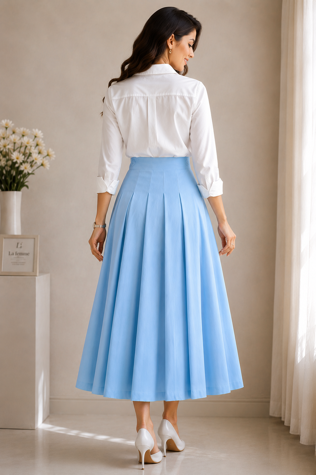 Sylvie Pleated Midi Skirt