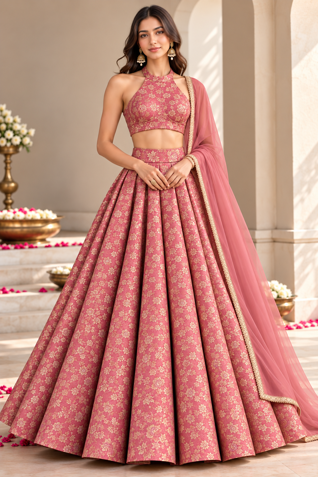 Rose Royale Floral Silk Lehenga