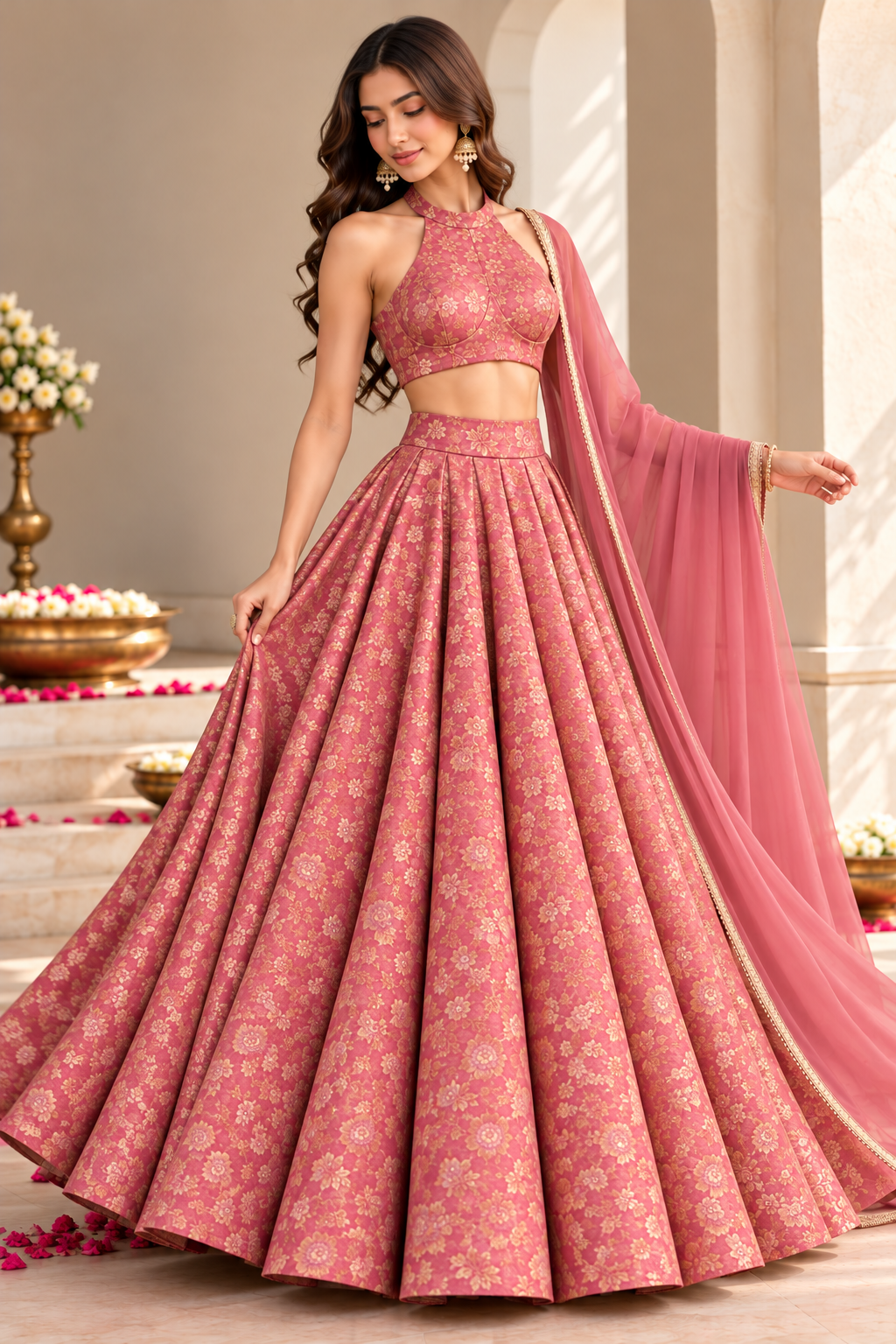 Rose Royale Floral Silk Lehenga