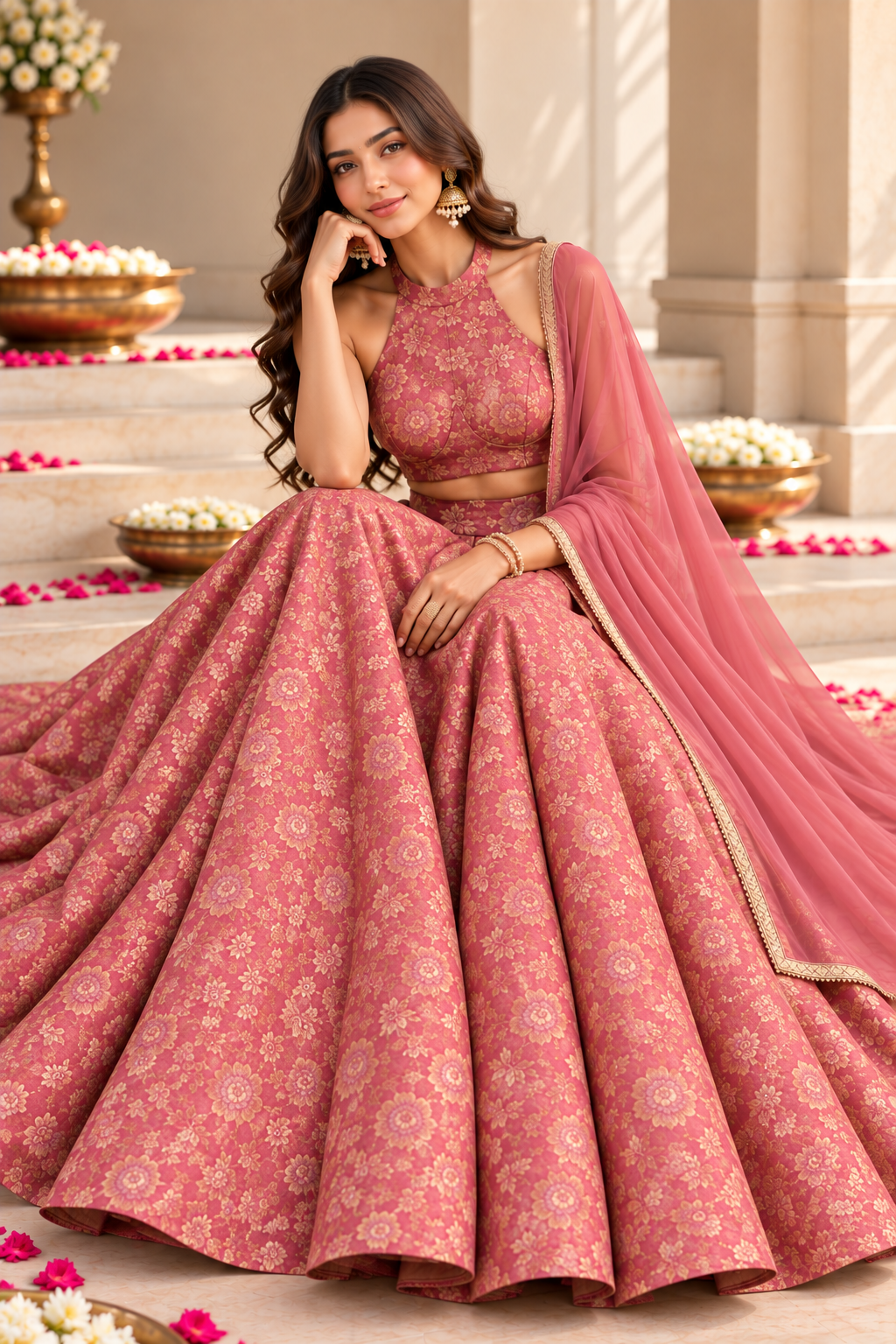 Rose Royale Floral Silk Lehenga