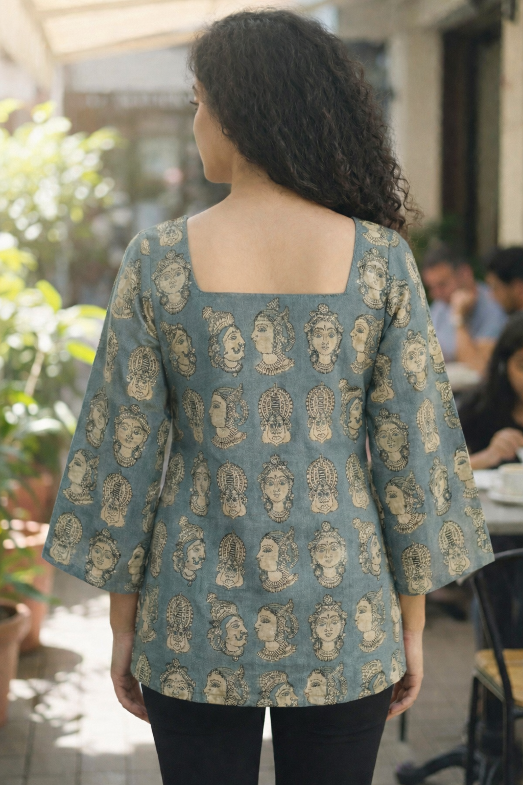 Teal Portrait Print Kurti