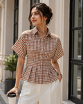 Cocoa Check Peplum Shirt