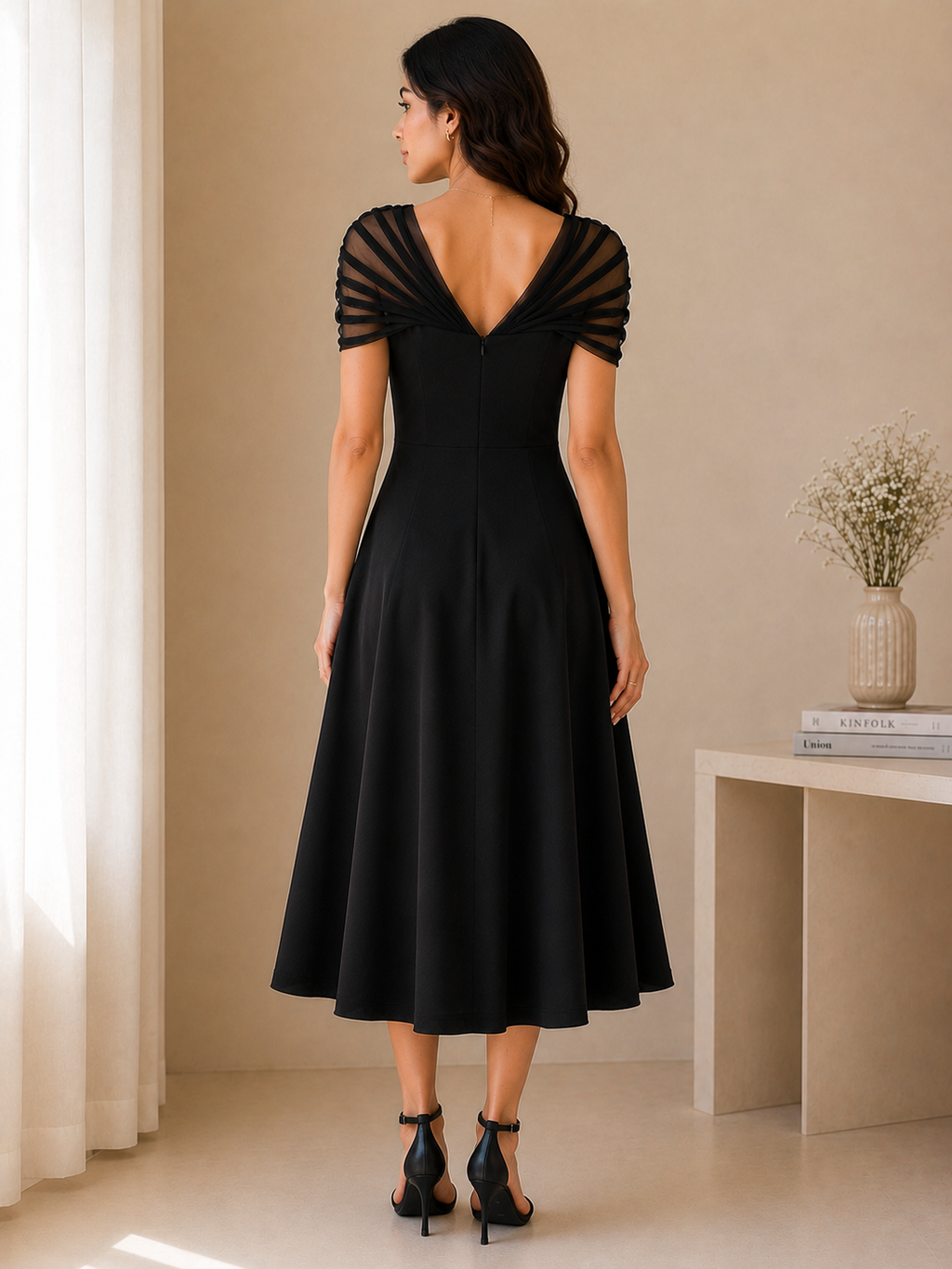 Velora Noir Midi Dress