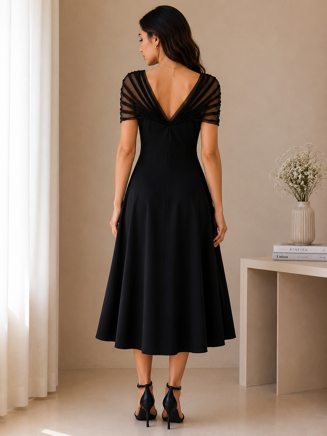 Velora Noir Midi Dress