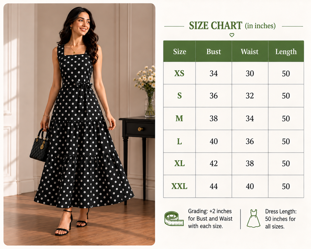Midnight Polka Grace Midi Dress