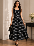 Midnight Polka Grace Midi Dress