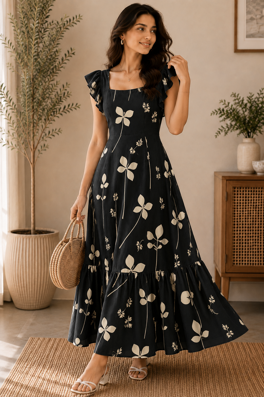 Black Bloom Maxi Dress