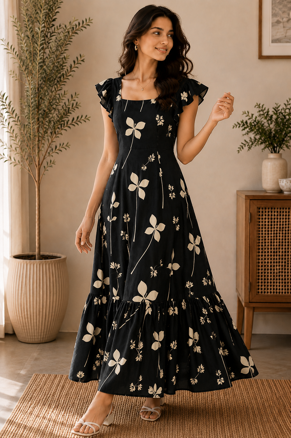 Black Bloom Maxi Dress