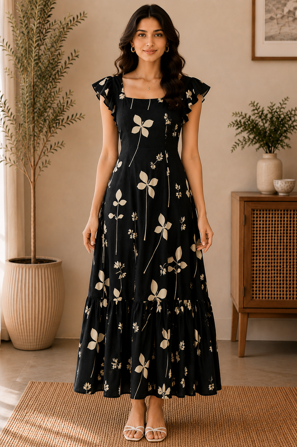 Black Bloom Maxi Dress
