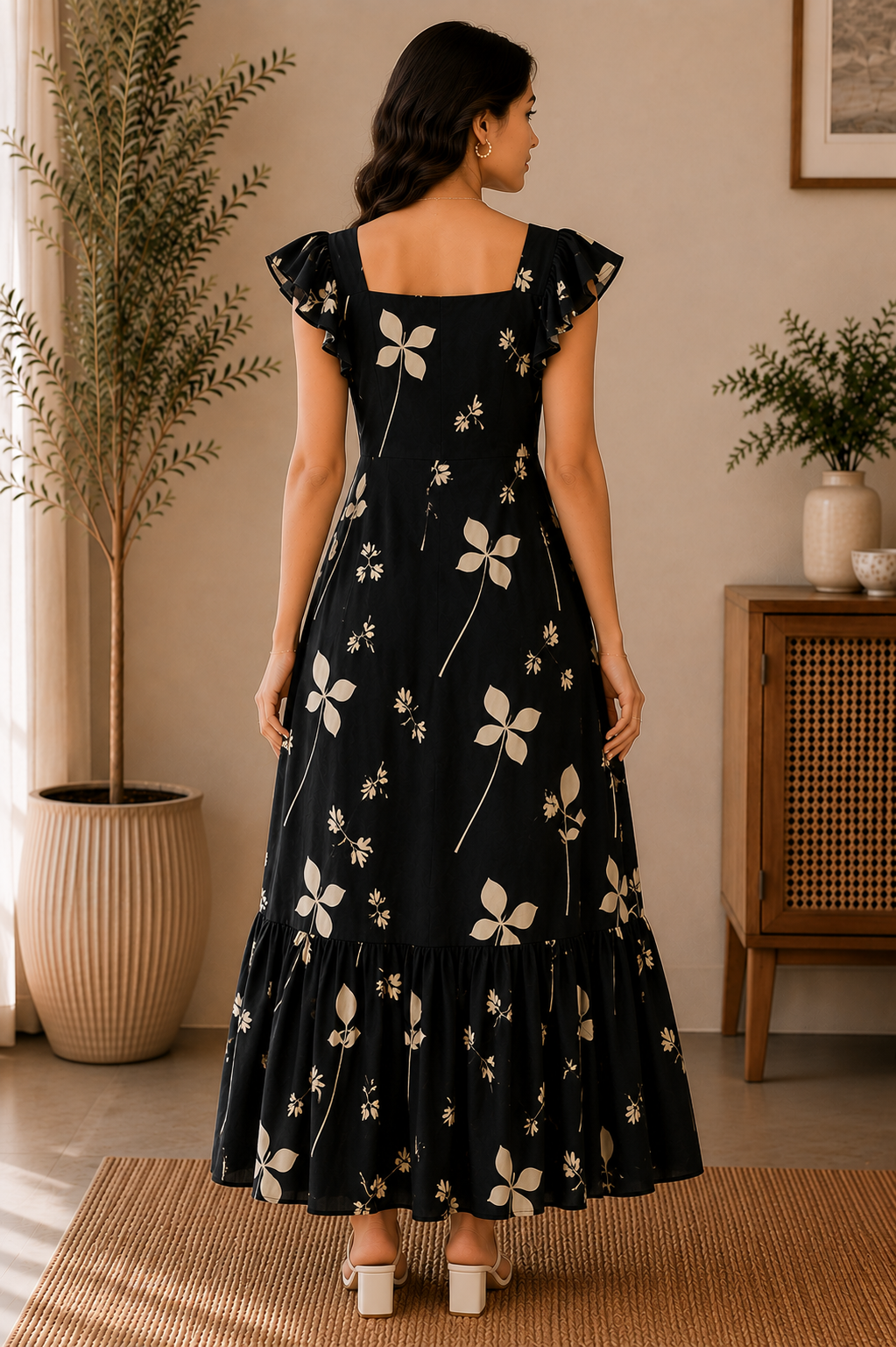 Black Bloom Maxi Dress