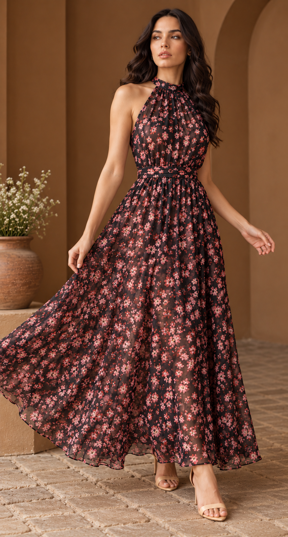 Midnight Blossom Maxi Dress