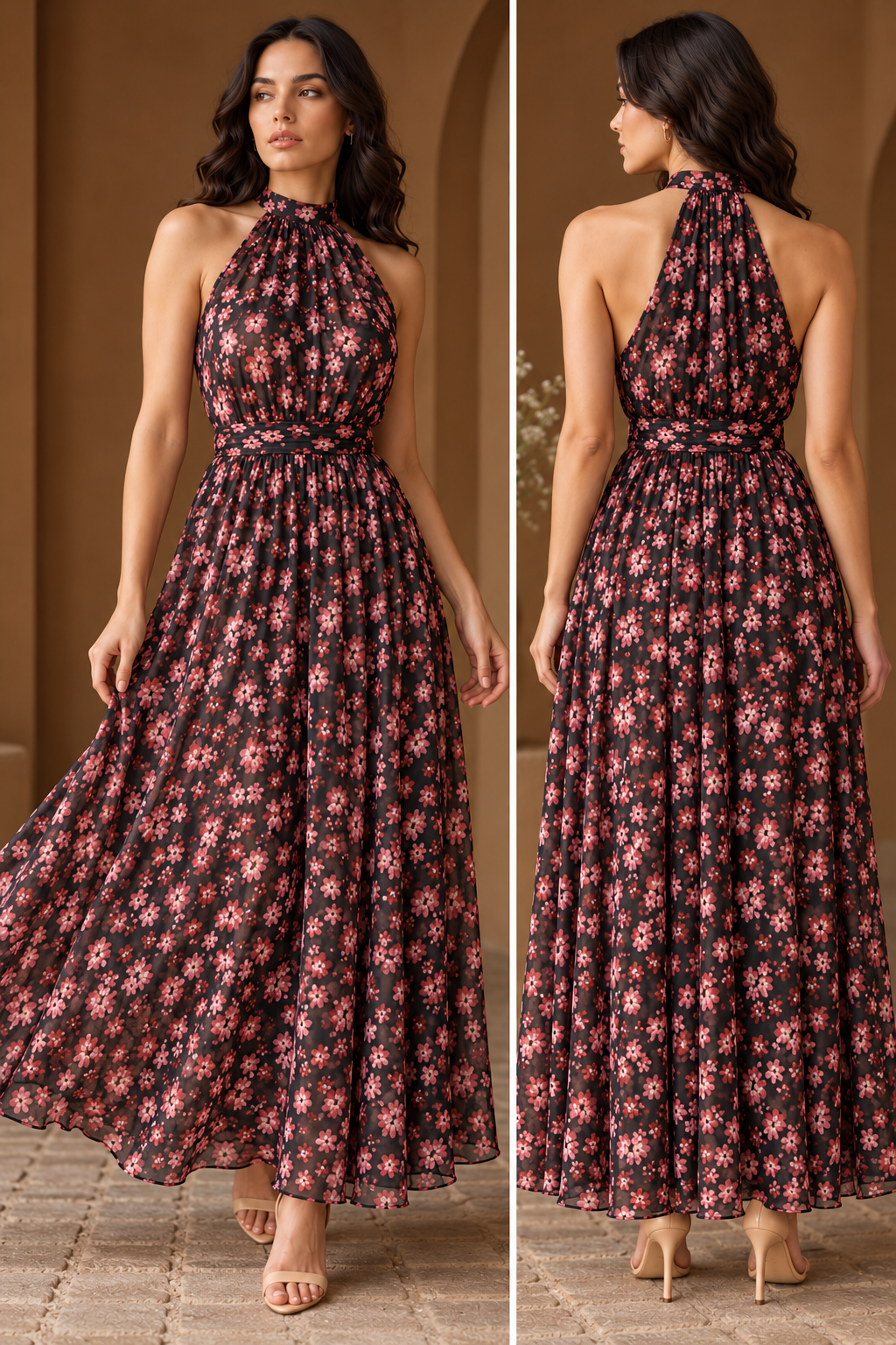 Midnight Blossom Maxi Dress