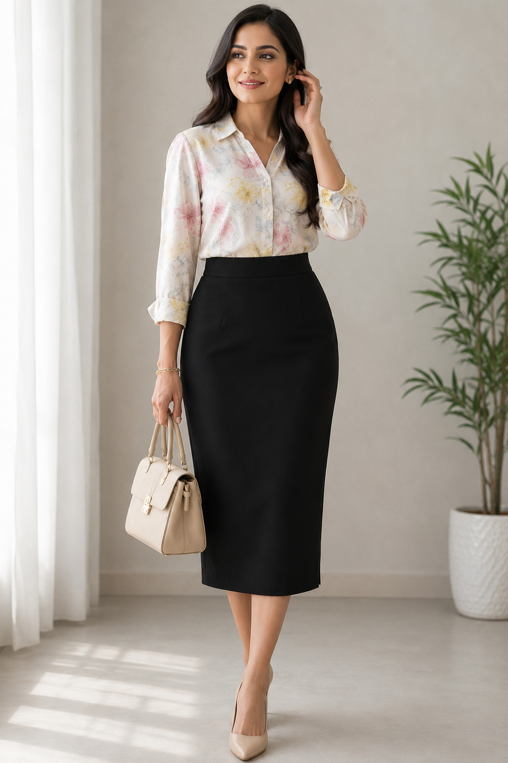 Black Luxe Midi Skirt