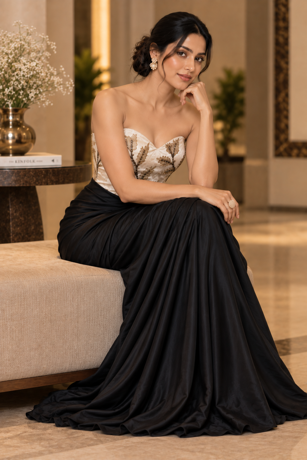 Noor-e-Shaam- Top with drape skirt
