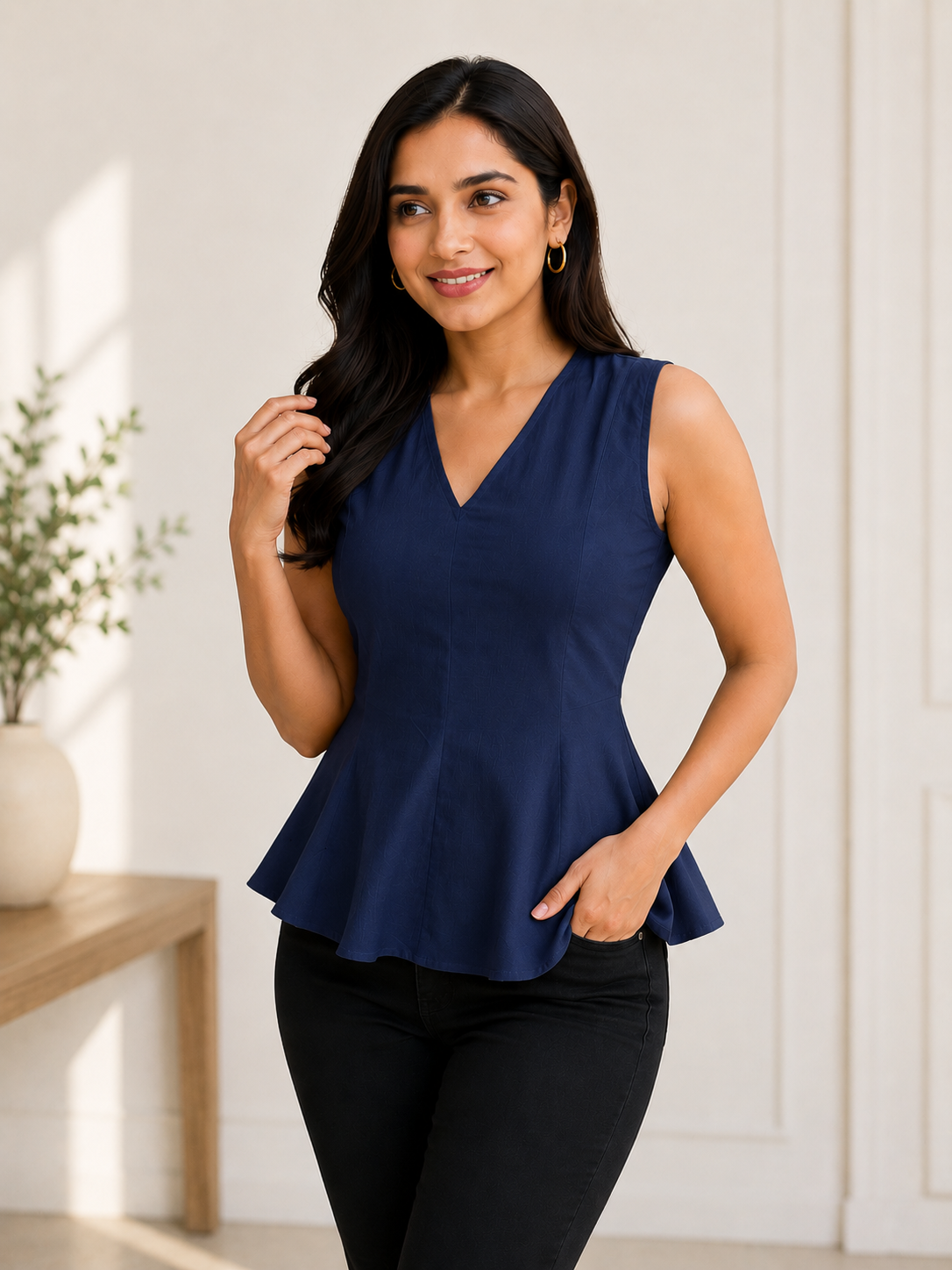 Royal Breeze Peplum Top