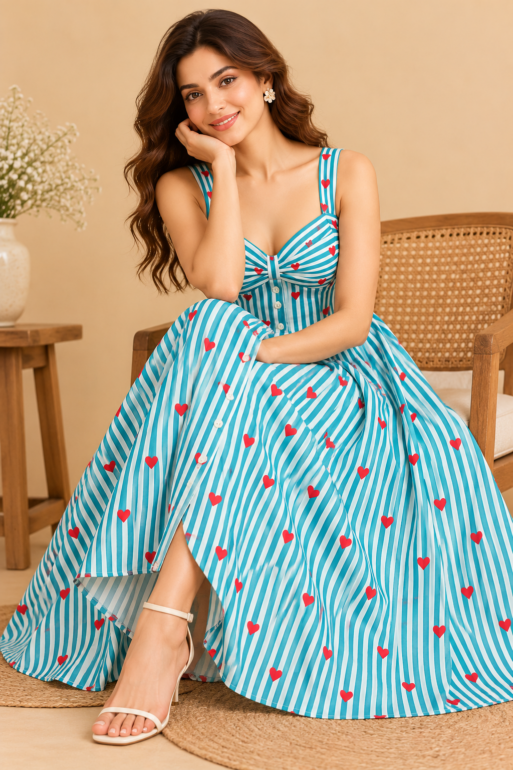 The Sweetheart Stripe Midi Dress