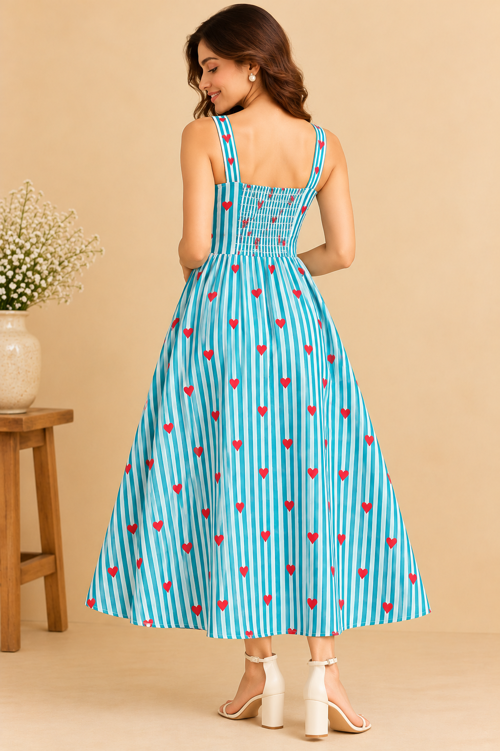 The Sweetheart Stripe Midi Dress