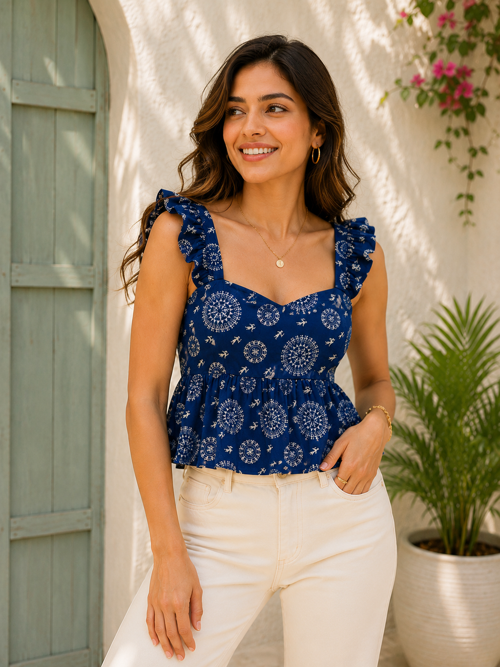 Indigo Breeze Peplum Top