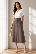 Mocha Grace A-Line Midi Skirt