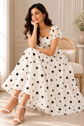 Monroe Mesh Polka Midi Dress