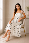 Monroe Mesh Polka Midi Dress