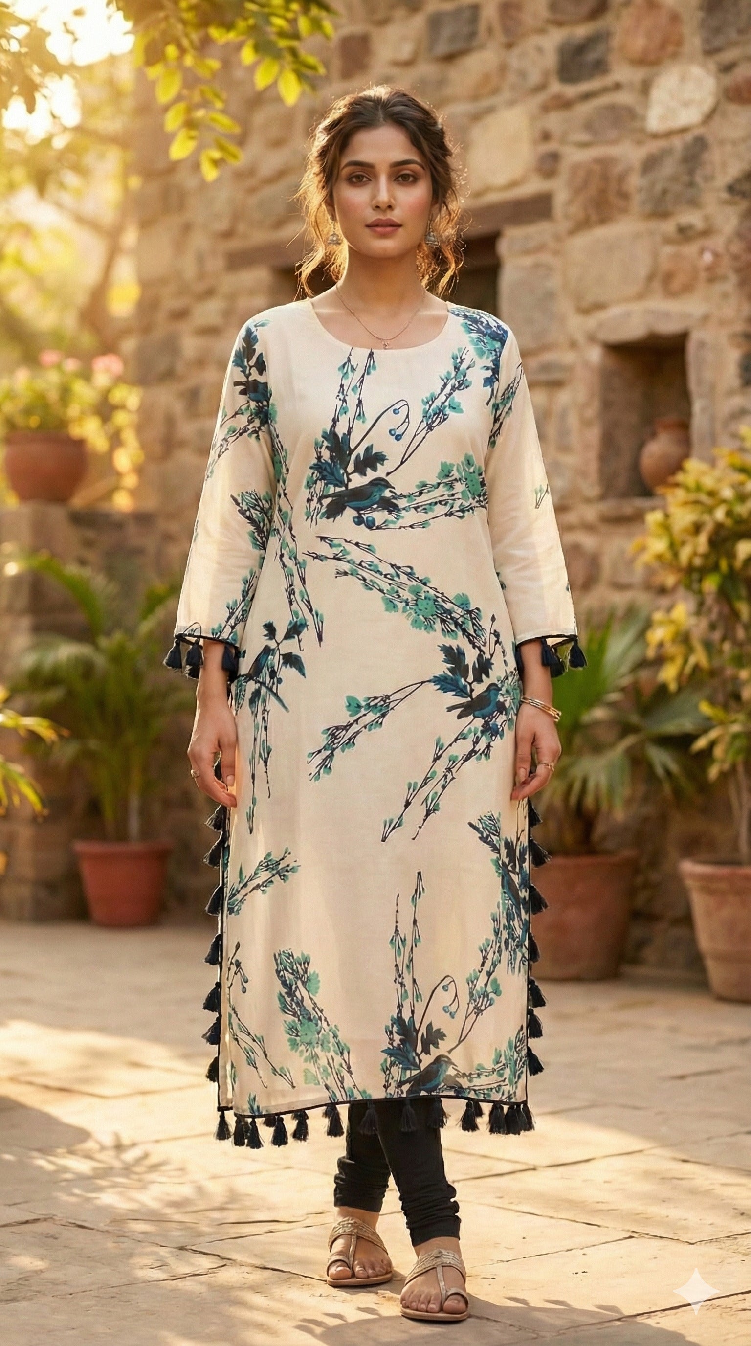 Ivory Garden Printed Kurta