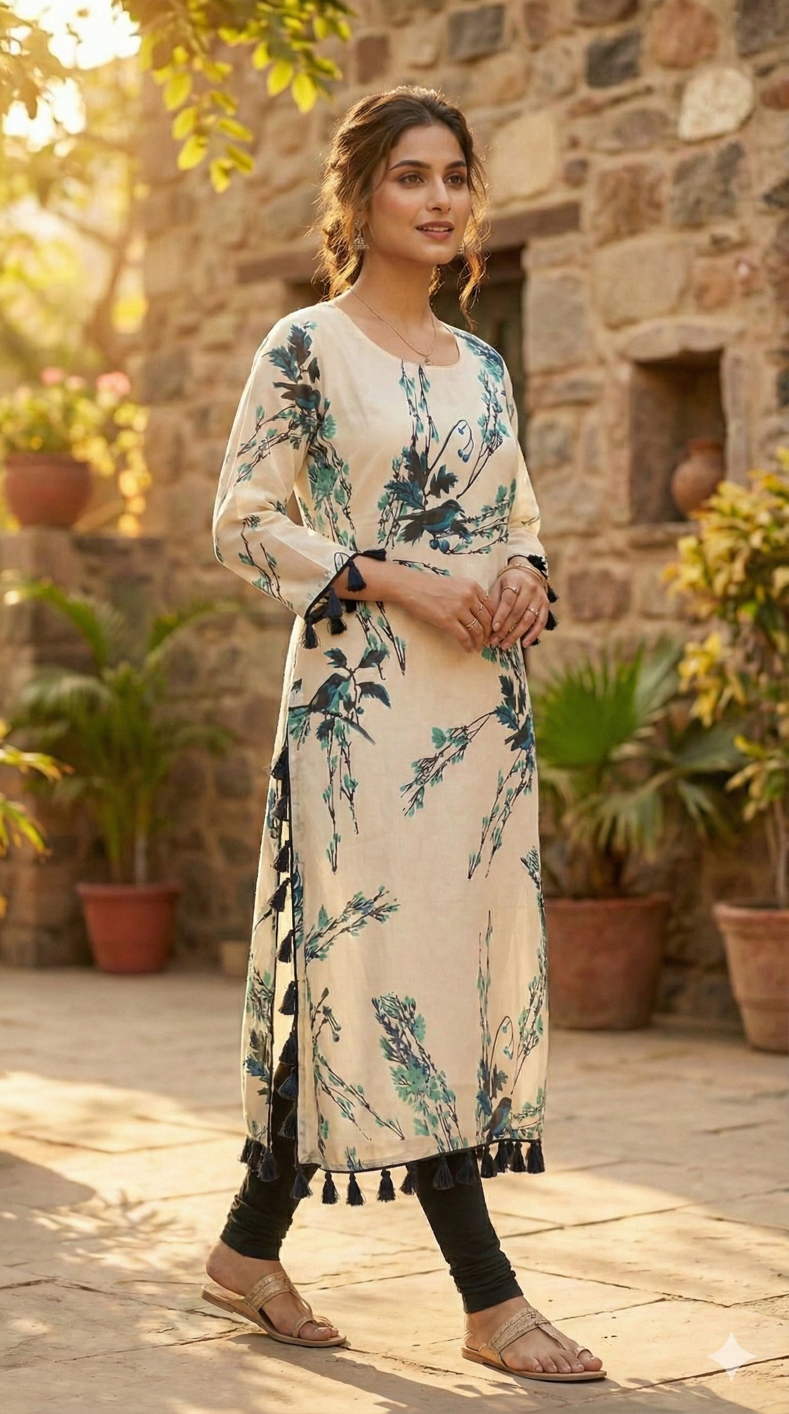 Ivory Garden Printed Kurta