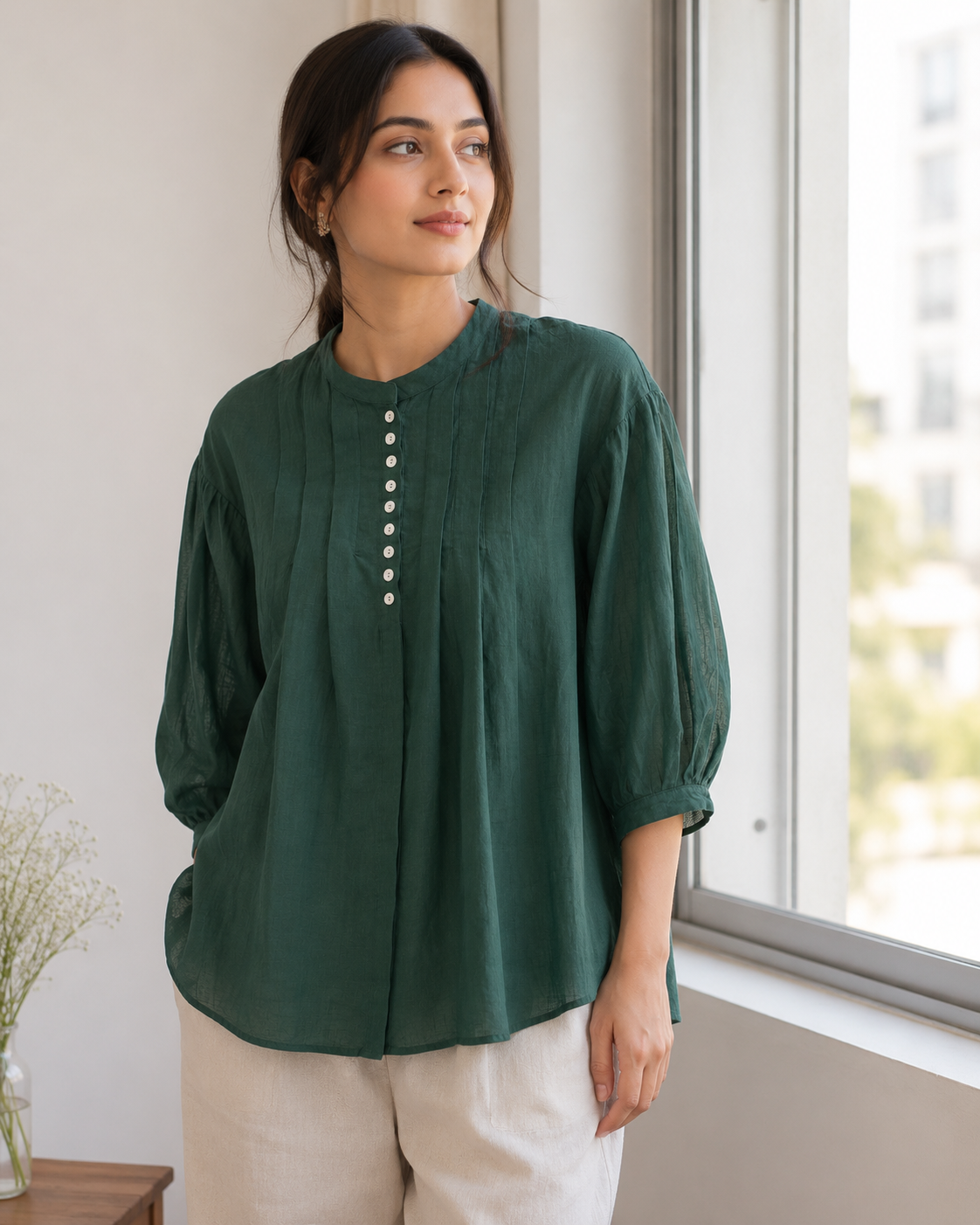 Evergreen Charm Cotton Top