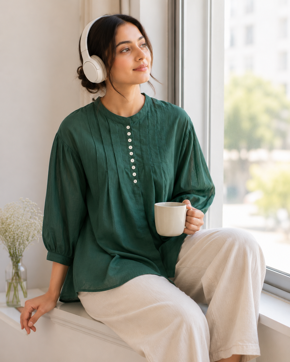 Evergreen Charm Cotton Top